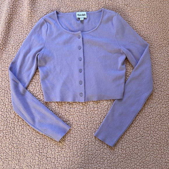 Aritiza Sunday Best Izzy Cardigan XS Light Purple - Picture 4 of 6